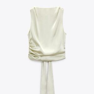 NWT Zara Open Back Satin Effect Top Size Small